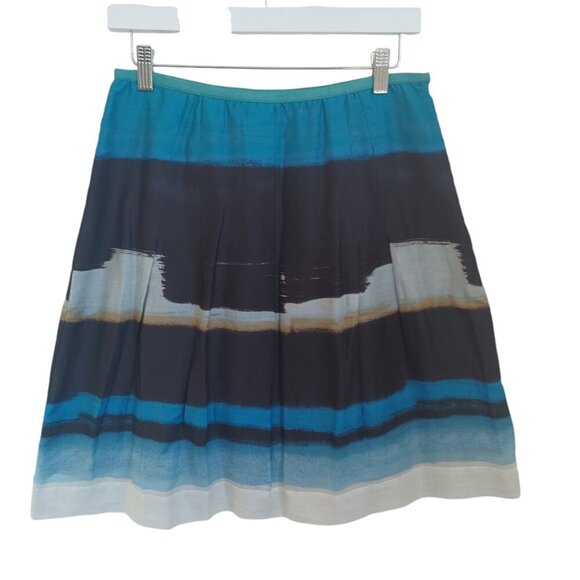 Nic + Zoe Skirt Blue Cotton Silk Blend Abstract Ombre Art to Wear Womens 8 Pet - Picture 1 of 10